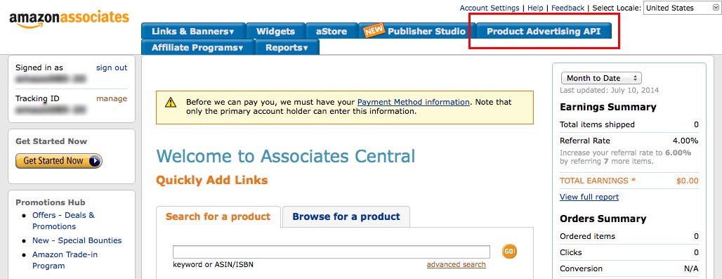 How to register for Amazon Affiliate and Product Advertising API